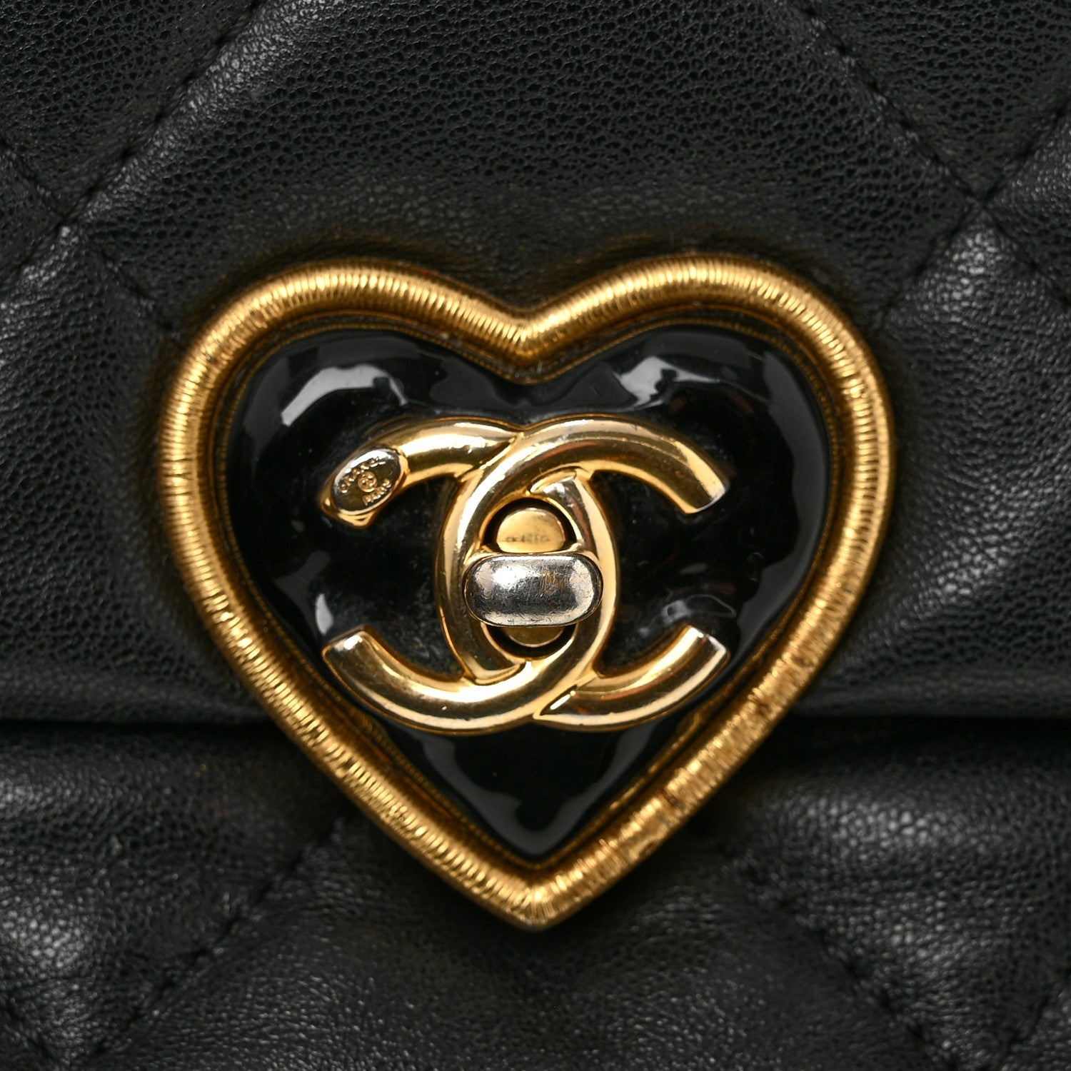 Chanel Lambskin Plexiglass Quilted Coco Love Flap Black 11 of 15