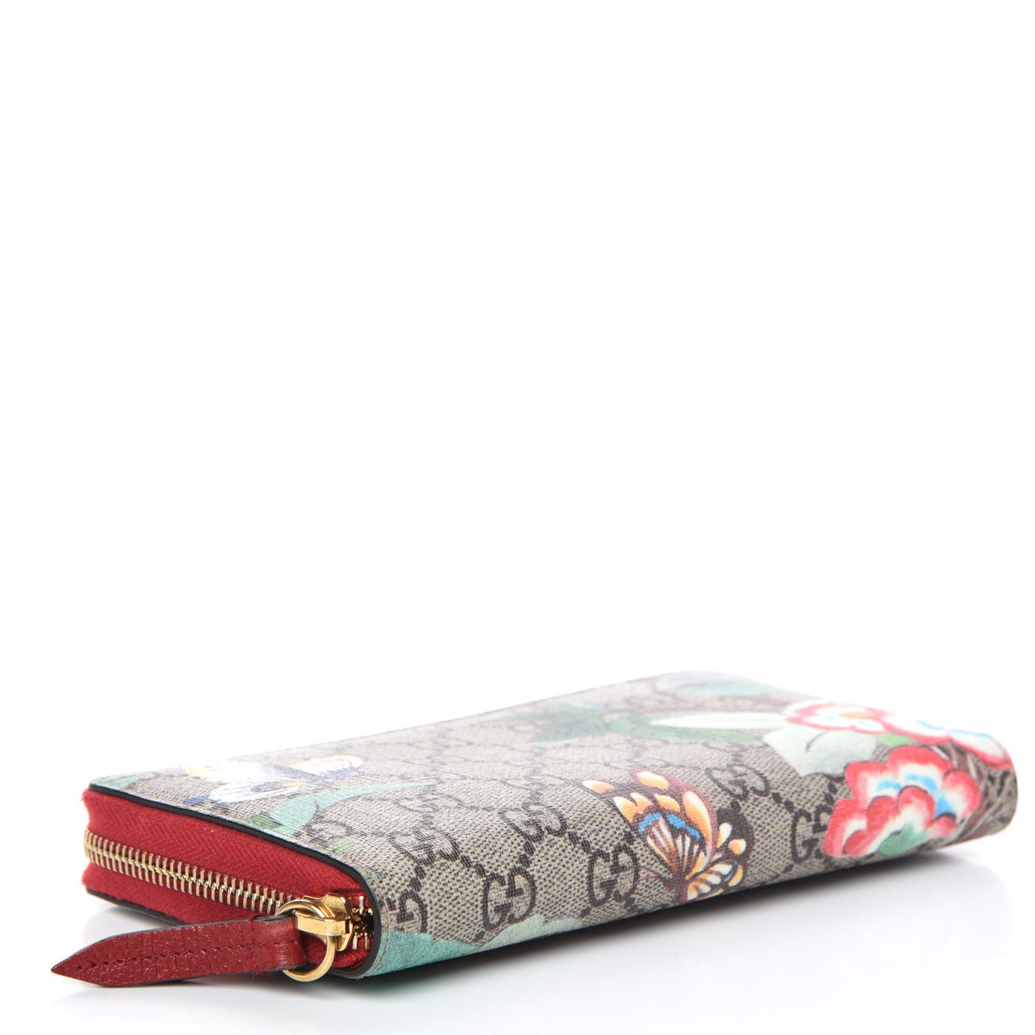 Gucci GG Supreme Monogram Tian Zip Around Wallet Beige Multicolor Red 4 of 8