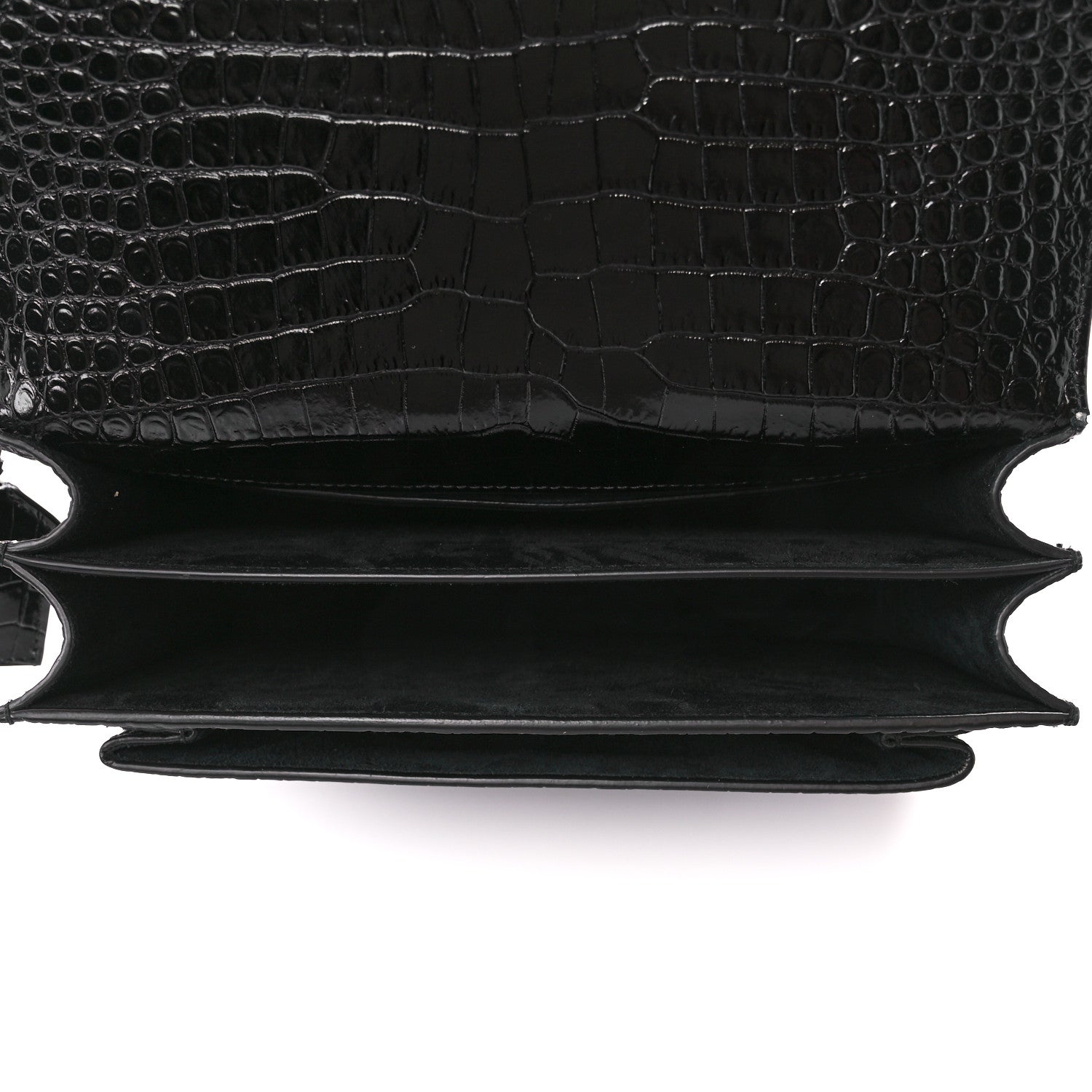 Saint Laurent Calfskin Crocodile Embossed Medium Monochrome Monogram Sunset Black 5 of 12