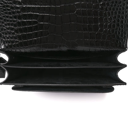 Saint Laurent Calfskin Crocodile Embossed Medium Monochrome Monogram Sunset Black 5 of 12