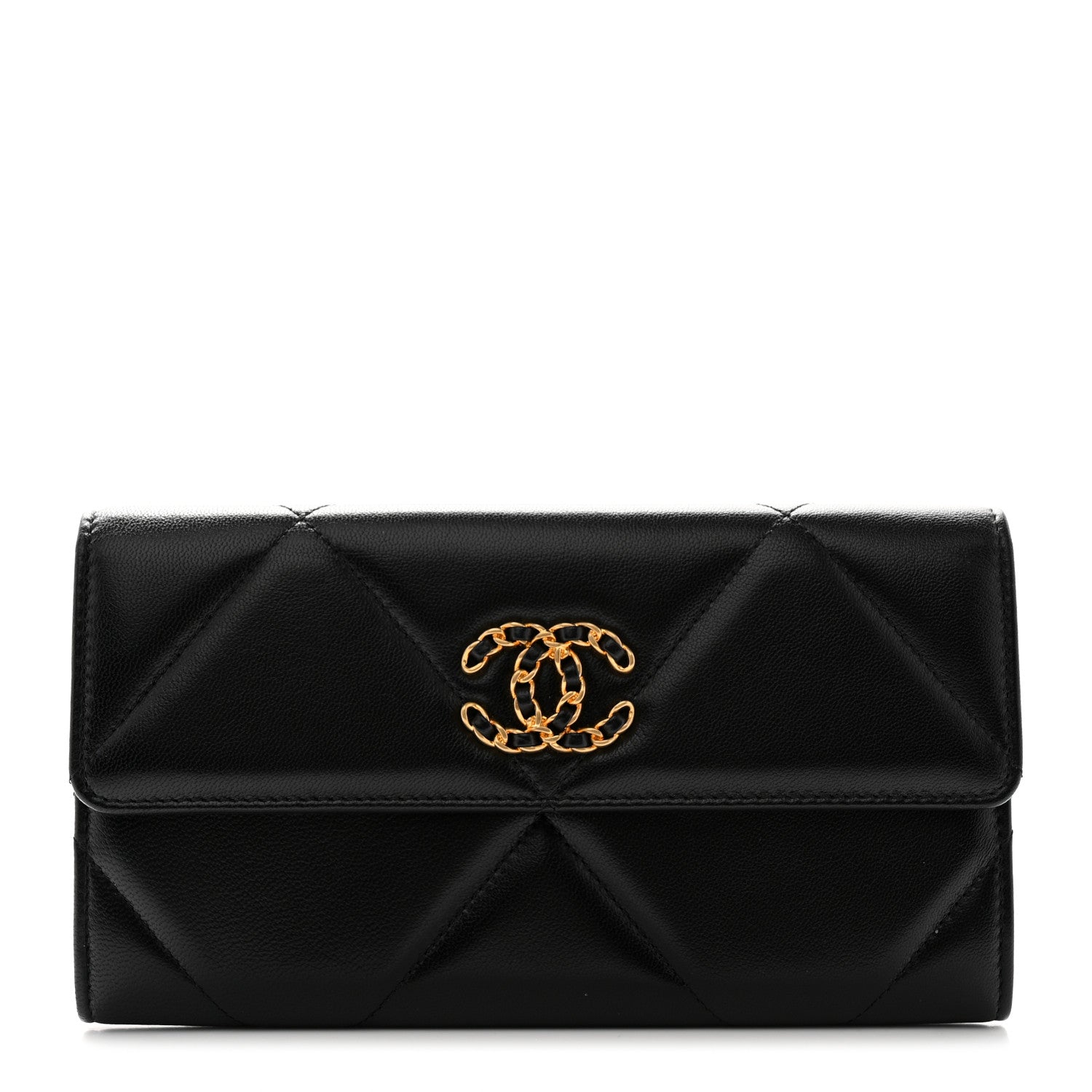 Chanel Lambskin Quilted Chanel 19 Flap Wallet Black 1 of 9