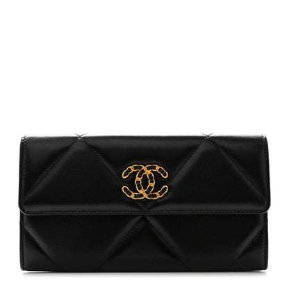 Chanel Lambskin Quilted Chanel 19 Flap Wallet Black 1 of 9
