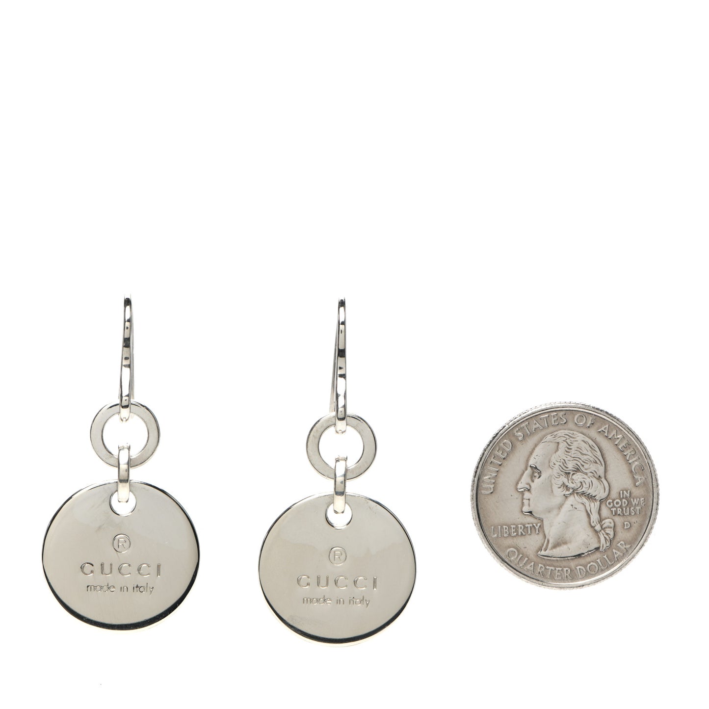 Sterling Silver Trademark Round Drop Earrings