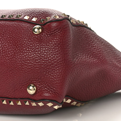 Valentino Garavani Pebbled Calfskin Medium Rockstud Tote Camelia 8 of 9