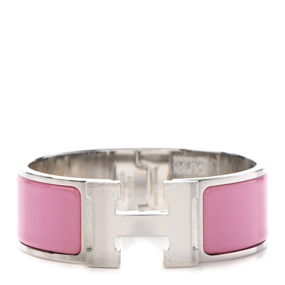 Hermes Enamel Wide Clic Clac H Bracelet PM Rose Flamingo 1 of 6