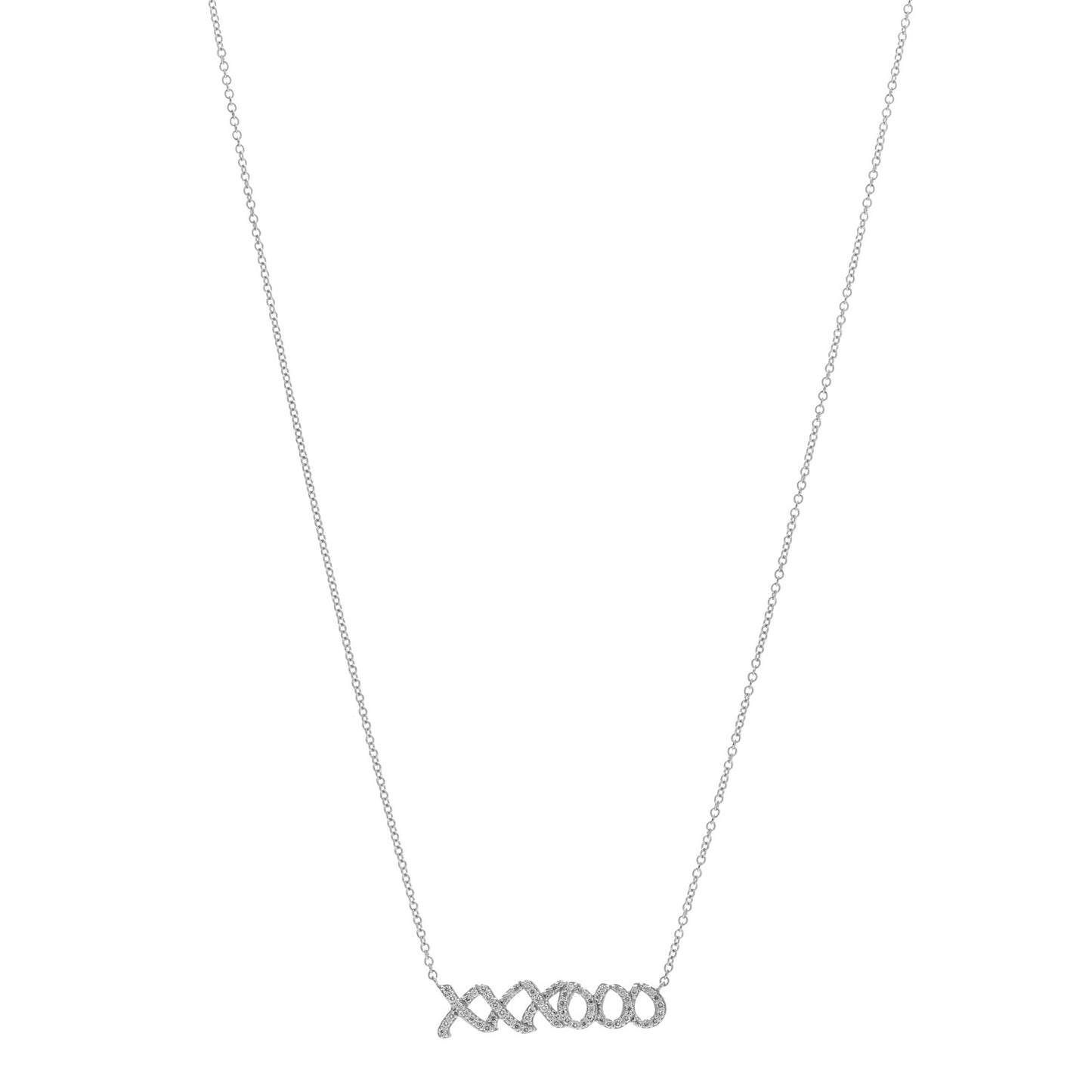 18K White Gold Diamond Paloma's Graffiti Love and Kisses Pendant Necklace