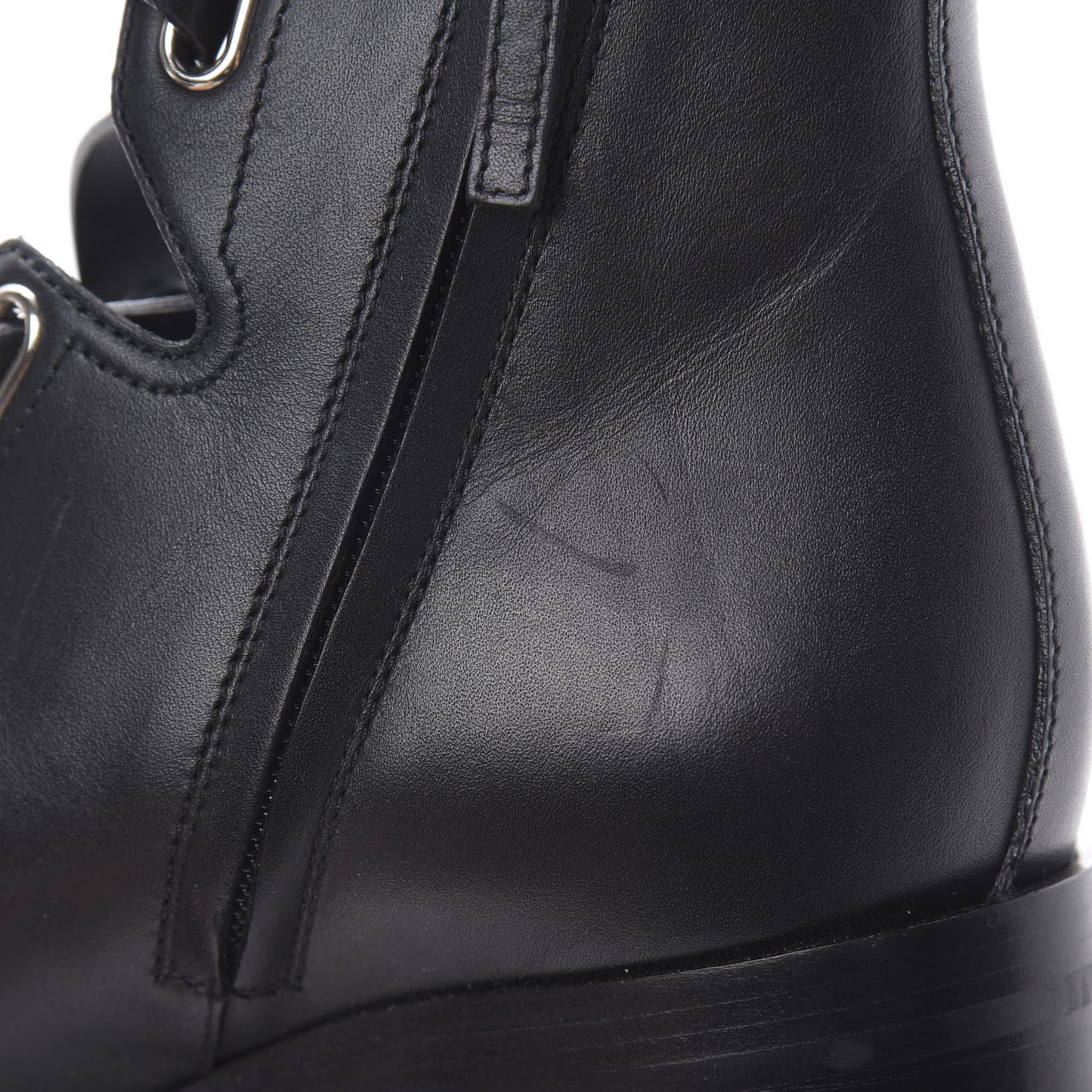 Calfskin Plum Lace Up Combat Boots 36 Black