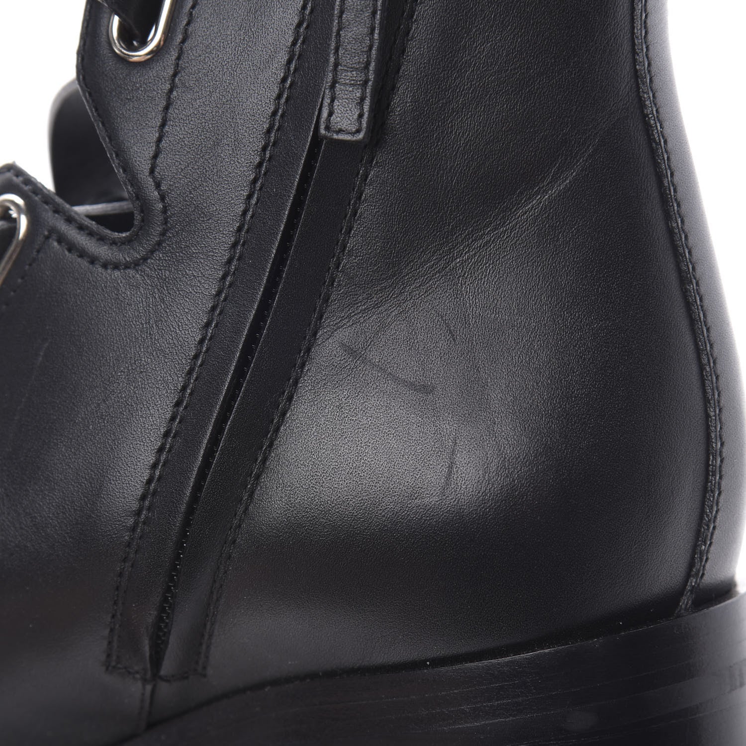 Valentino Garavani Calfskin Plum Lace Up Combat Boots 36 Black 11 of 11