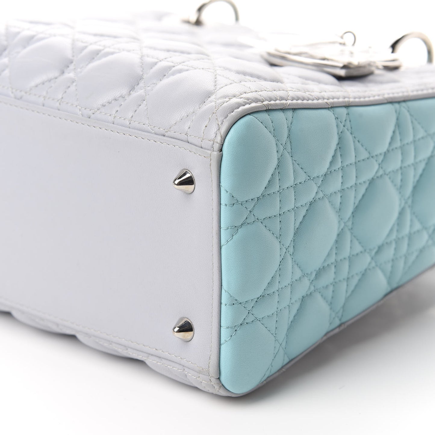 Lambskin Cannage Medium Bi-Color Lady Dior Grey Turquoise