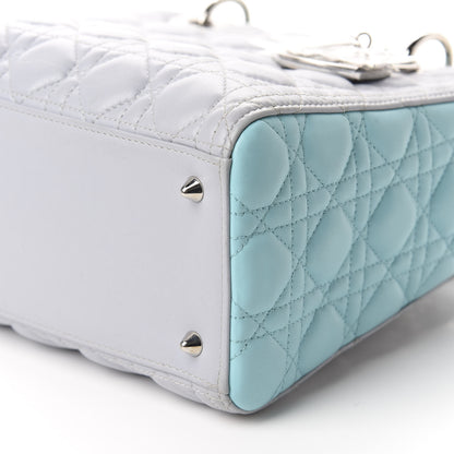 Christian Dior Lambskin Cannage Medium Bi-Color Lady Dior Grey Turquoise 7 of 11