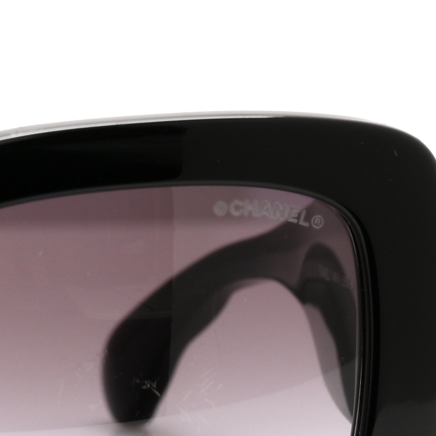 Acetate Quilted CC Rectangle Sunglasses 5483-A Black