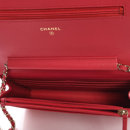 Chanel Caviar Quilted Wallet On Chain WOC Dark Pink 5 of 9