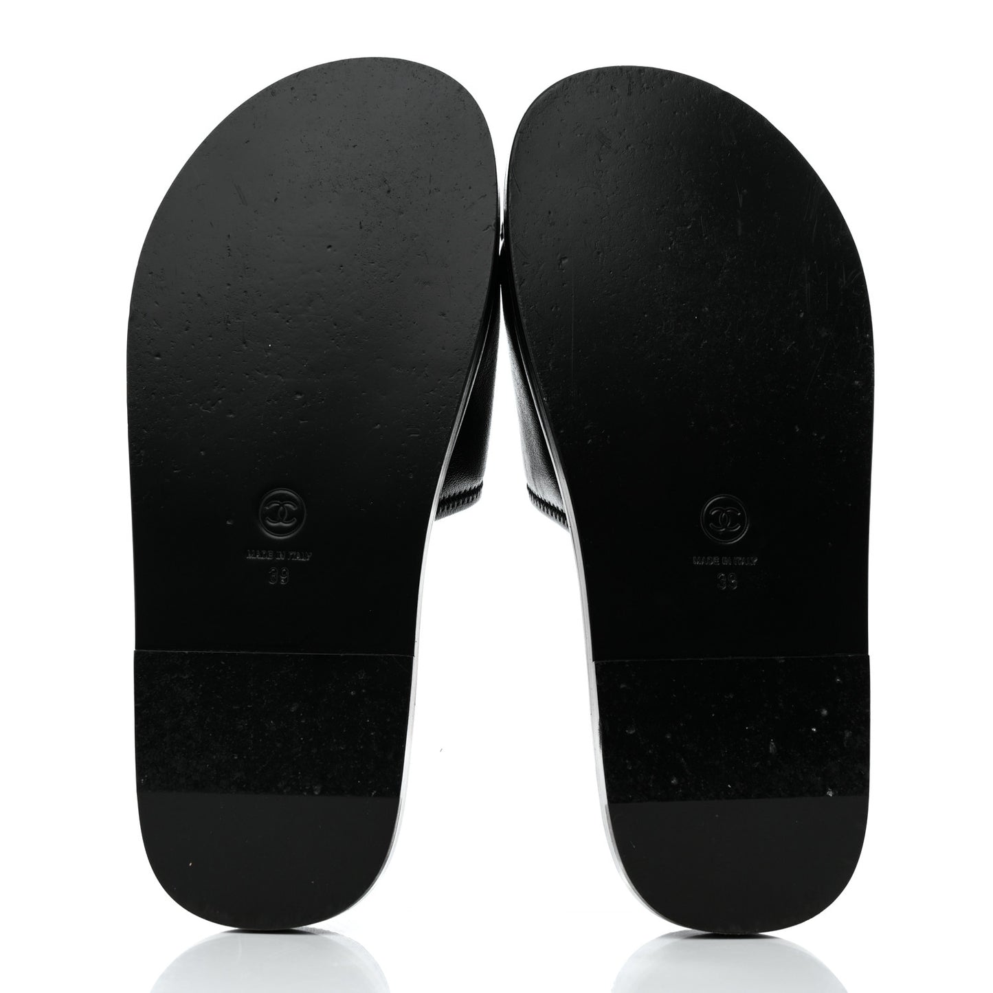 Lambskin Cha-Nel Mule Sandals 39 Black Multicolor