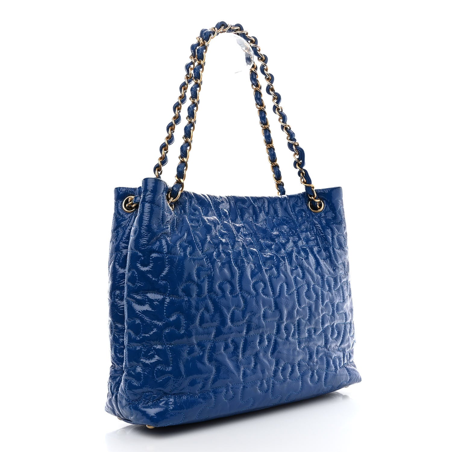 Chanel Patent Puzzle Tote Electric Blue 3 of 11