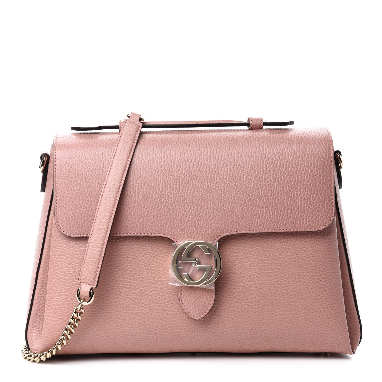 Gucci Dollar Calfskin Medium Interlocking G Top Handle Shoulder Bag Soft Pink 1 of 10