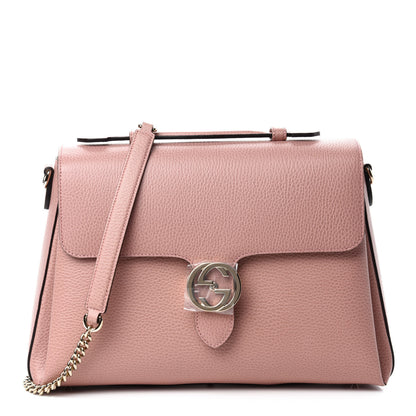 Gucci Dollar Calfskin Medium Interlocking G Top Handle Shoulder Bag Soft Pink 1 of 10