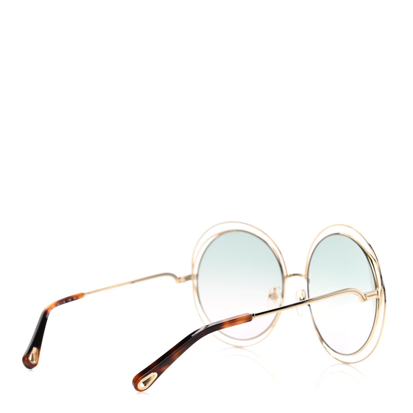 Metal Carlina Oversized Round Sunglasses CE114S Gold Havanna