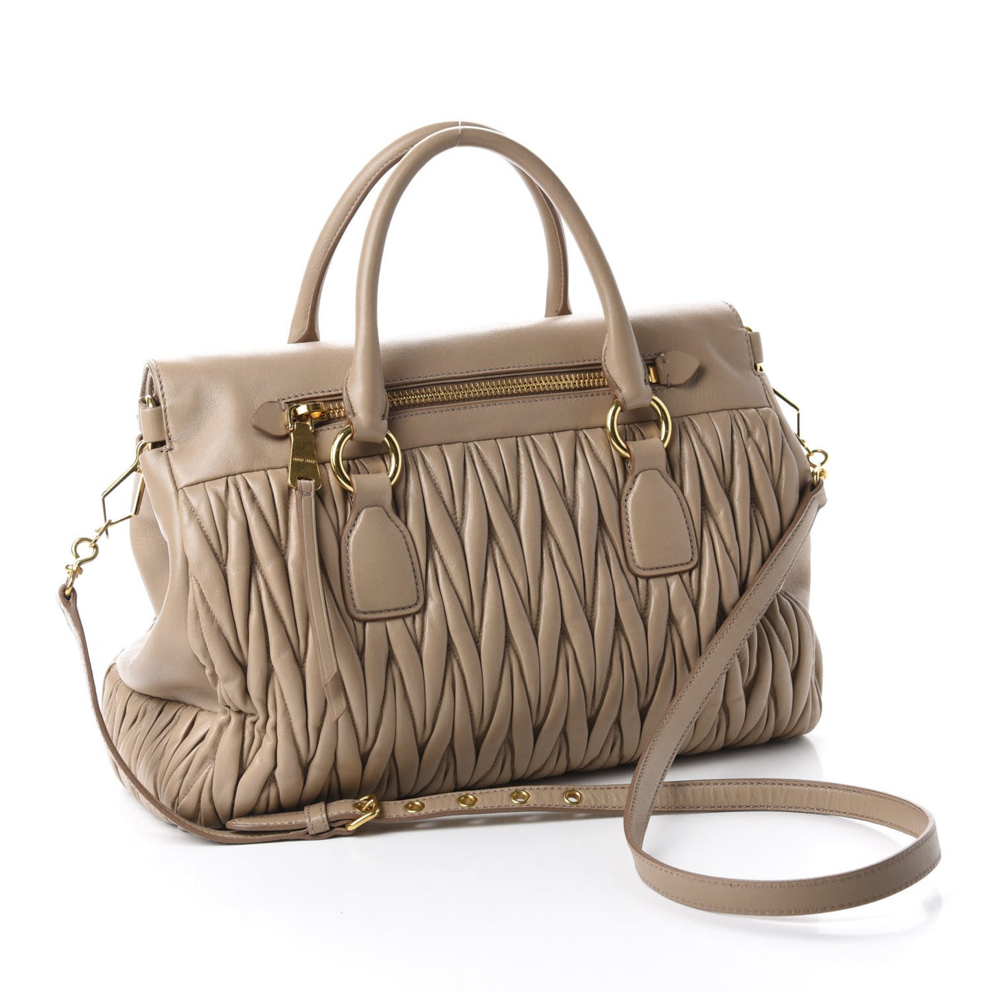 Nappa Matelasse Top Handle Bag Cammeo