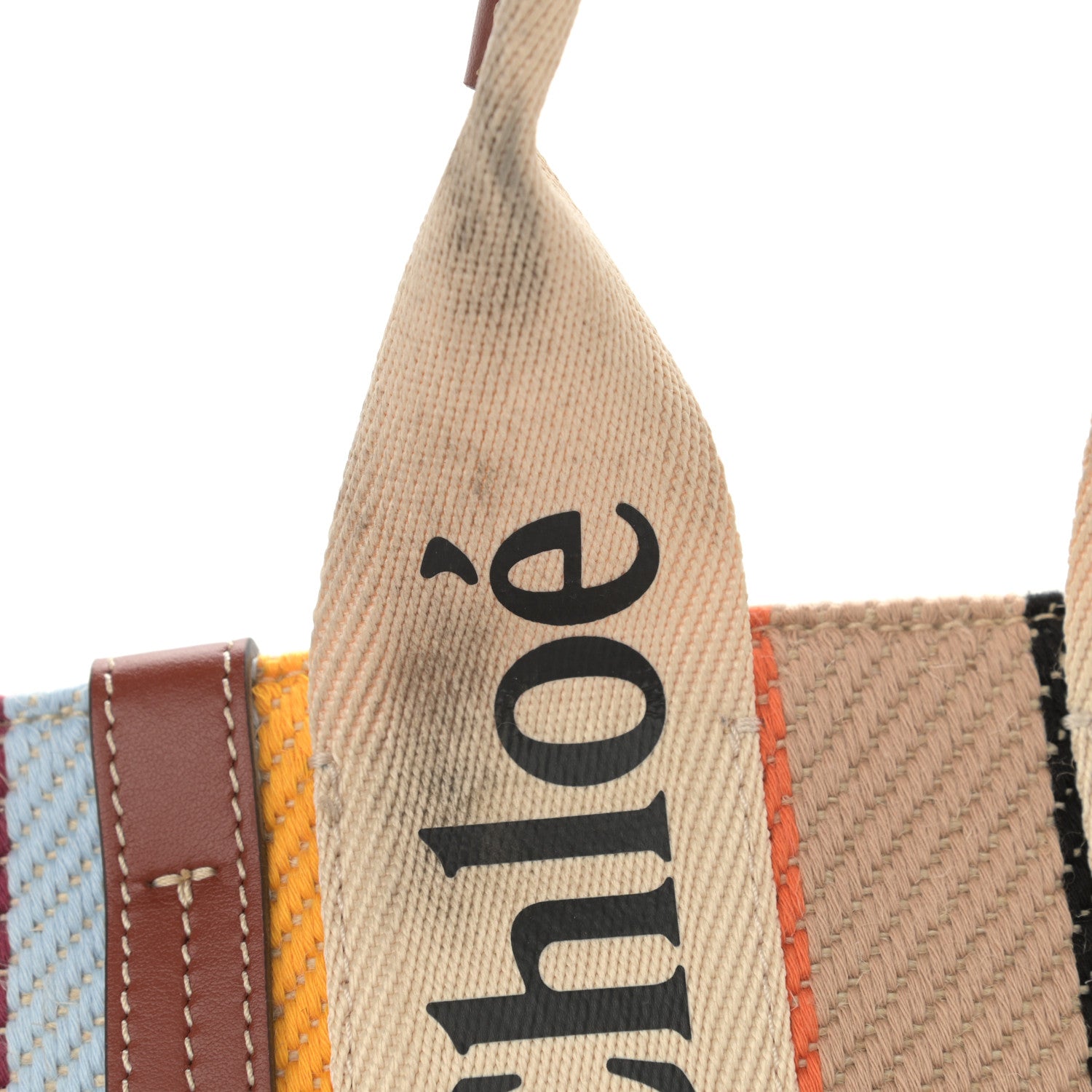 Chloe Cotton Calfskin Small Woody Striped Ribbon Tote Multicolor 11 of 11