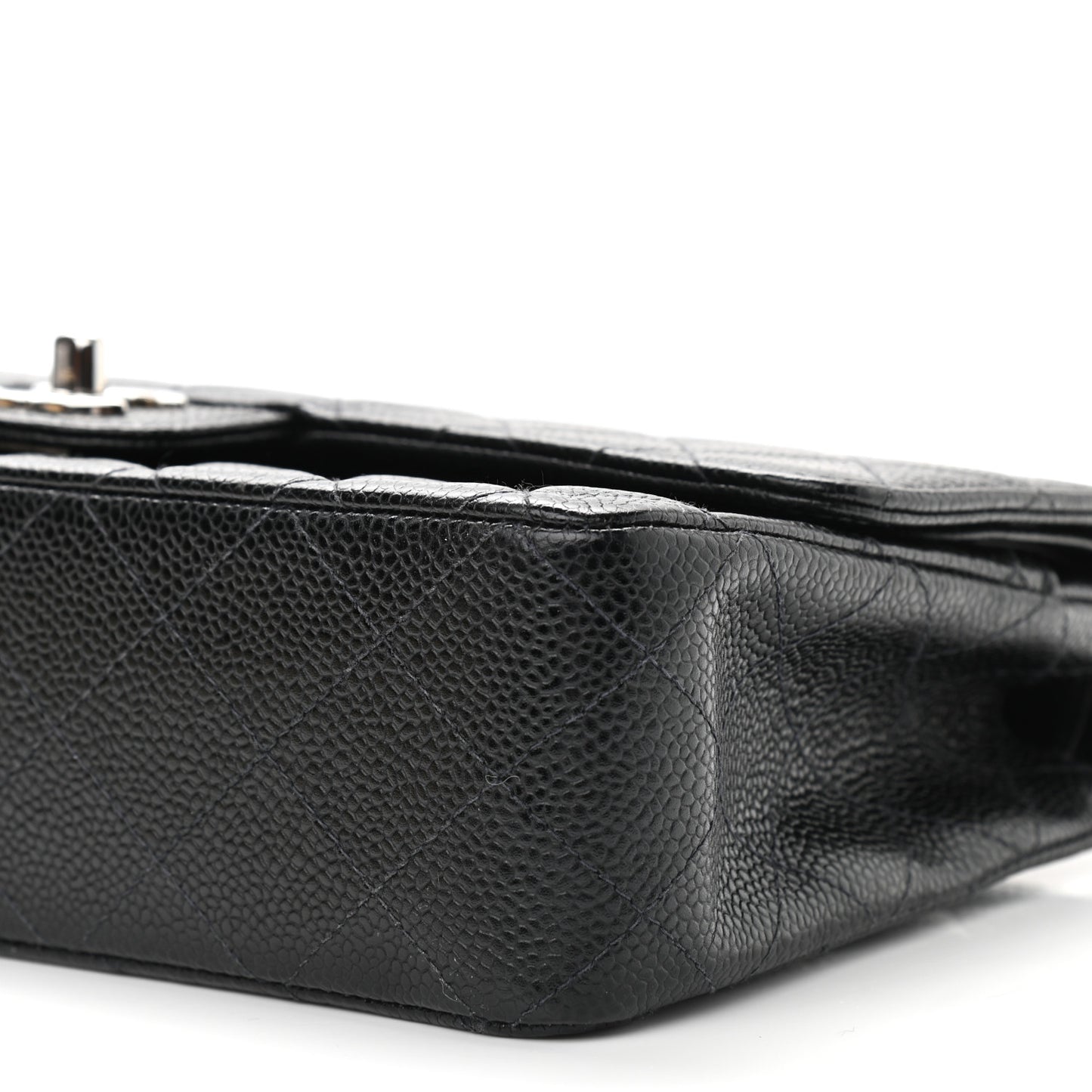 Caviar Quilted Medium Double Flap Black