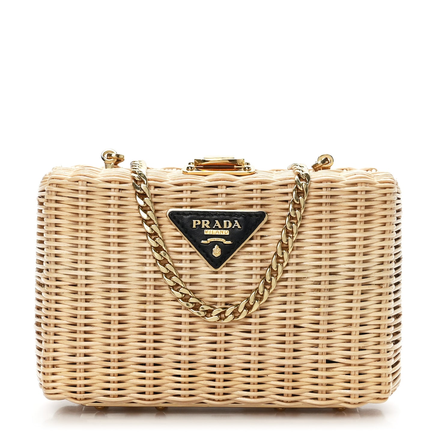 Wicker Triangle Crossbody Clutch Naturale Black
