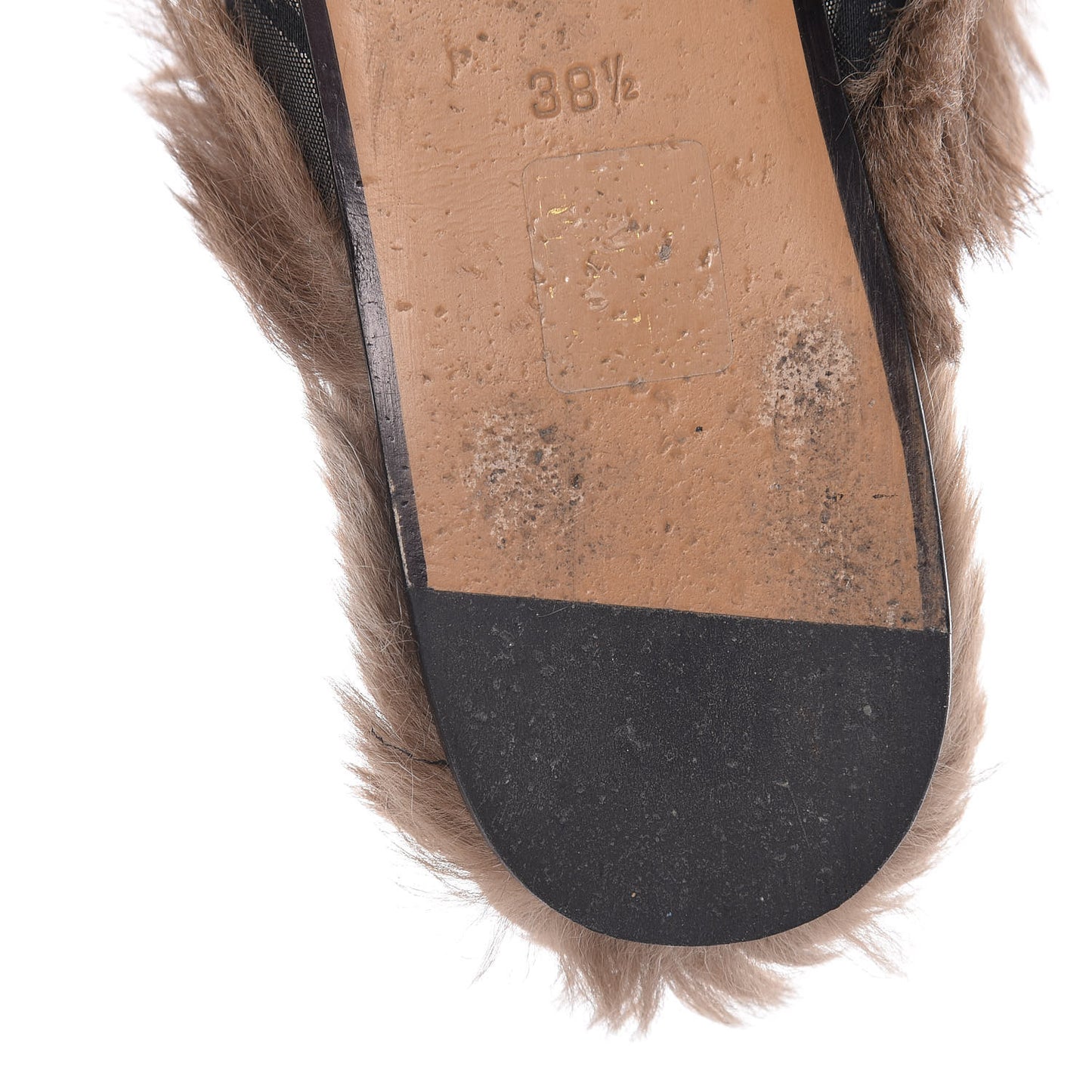 Jacquard Fur Floral Embroidered Womens Princetown Slippers 38.5 Black Multicolor