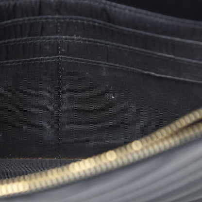Saint Laurent Grain De Poudre Matelasse Chevron Monogram Envelope Chain Wallet Black 16 of 20