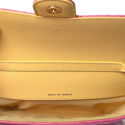 Chanel Lambskin Quilted Glasses Case With Chain Pink Yellow 5 of 9