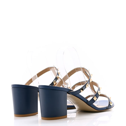 Valentino Garavani Calfskin Rockstud 60mm Caged Slide Sandals 40 Light Ocean 4 of 8