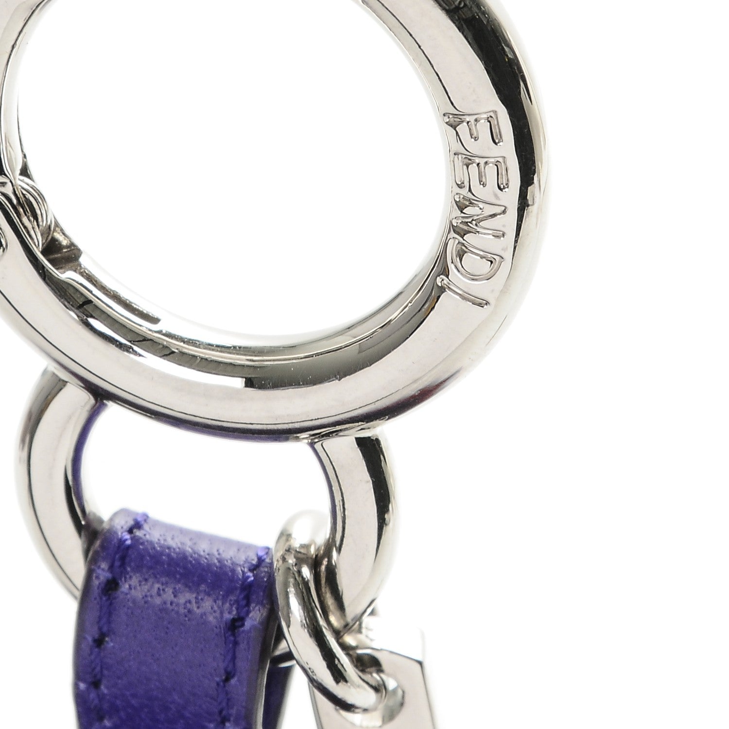 Fendi Fox Fur Shiny Nappa Rainbow Pom Pom Bag Charm Viola Multicolor Purple 3 of 3