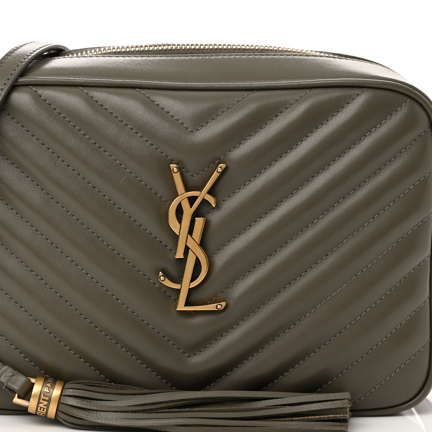 Saint Laurent Calfskin Matelasse Monogram Lou Camera Bag Military Olive 7 of 9