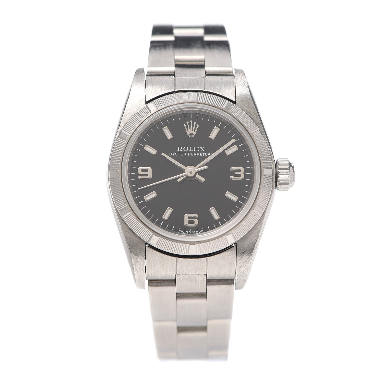 Rolex Stainless Steel 26mm Oyster Perpetual Watch Black 76030 1 of 5