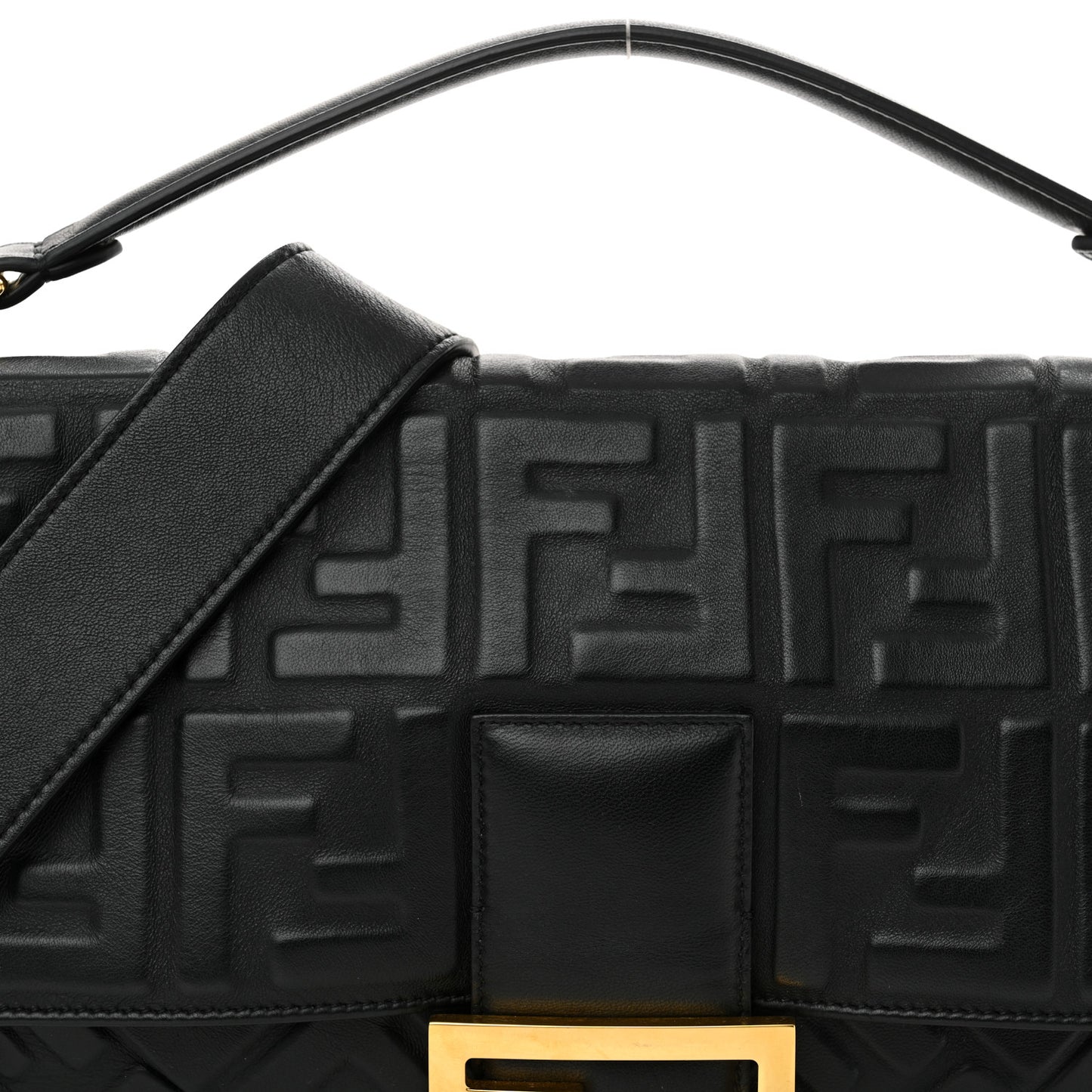Nappa FF 1974 Embossed Large Baguette Black
