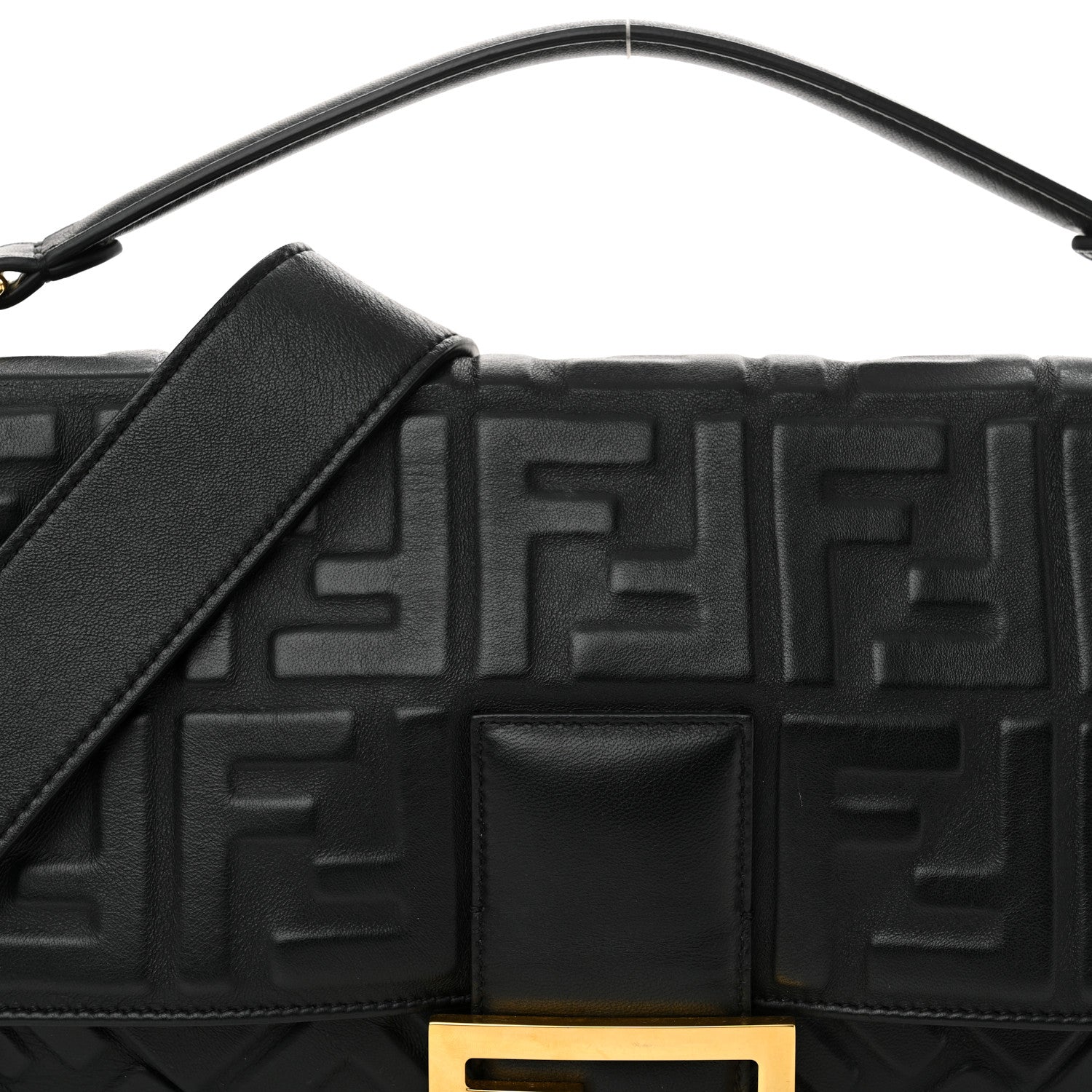 Fendi Nappa FF 1974 Embossed Large Baguette Black 7 of 12