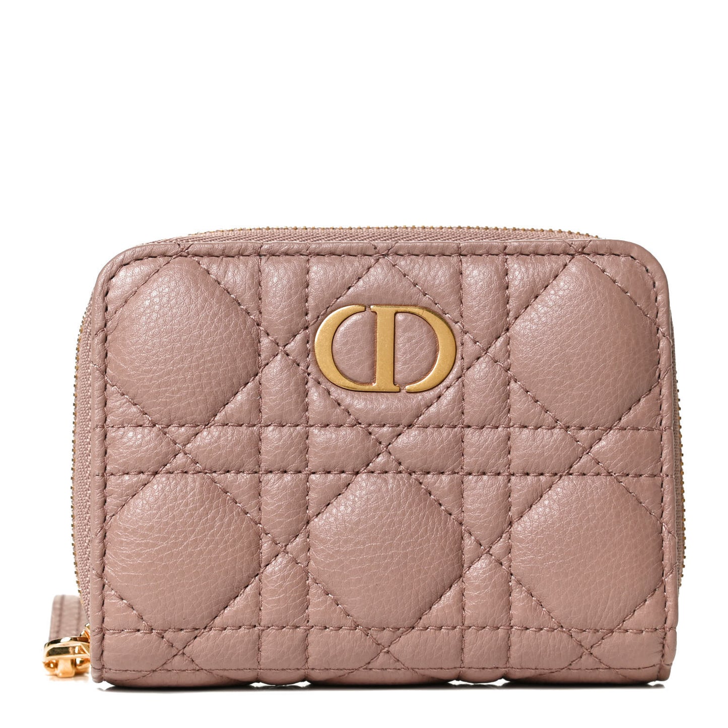Grained Calfskin Supple Cannage Caro Scarlet Zipped Wallet
