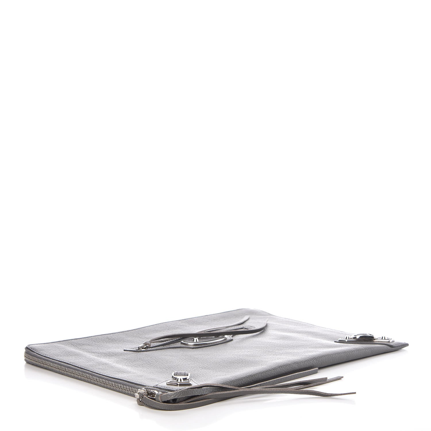 Balenciaga Chevre Silver Metallic Edge Hardware Pouch Gris Acier 4 of 7