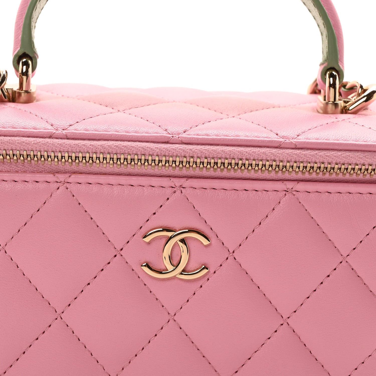Chanel Lambskin Quilted Small Top Handle Vanity Case With Chain Lilac Light Green 8 of 10