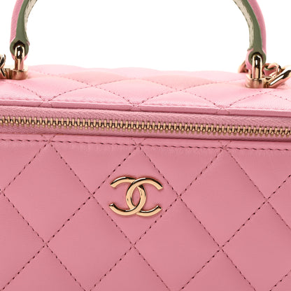 Chanel Lambskin Quilted Small Top Handle Vanity Case With Chain Lilac Light Green 8 of 10