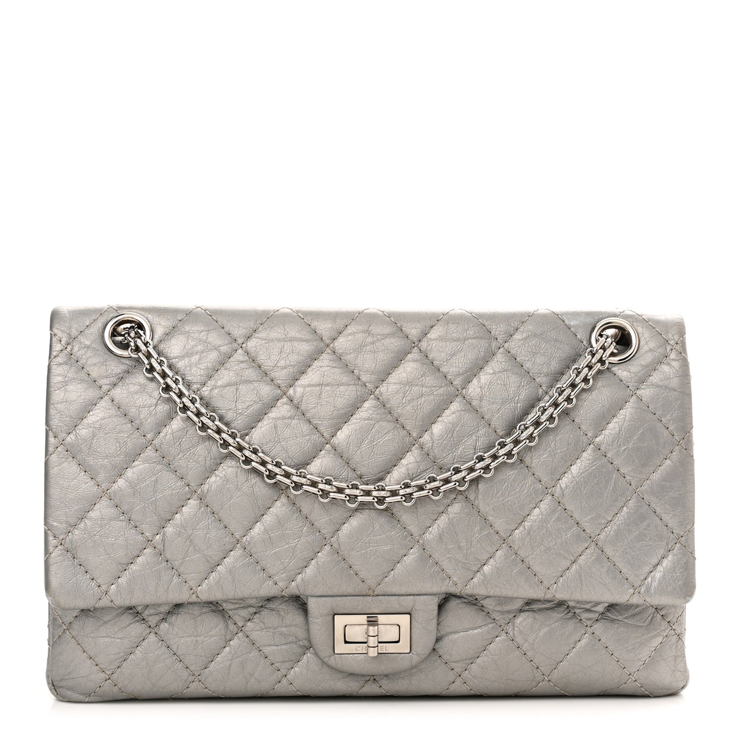 Metallic Aged Calfskin Quilted 2.55 Reissue 226 Flap Silver