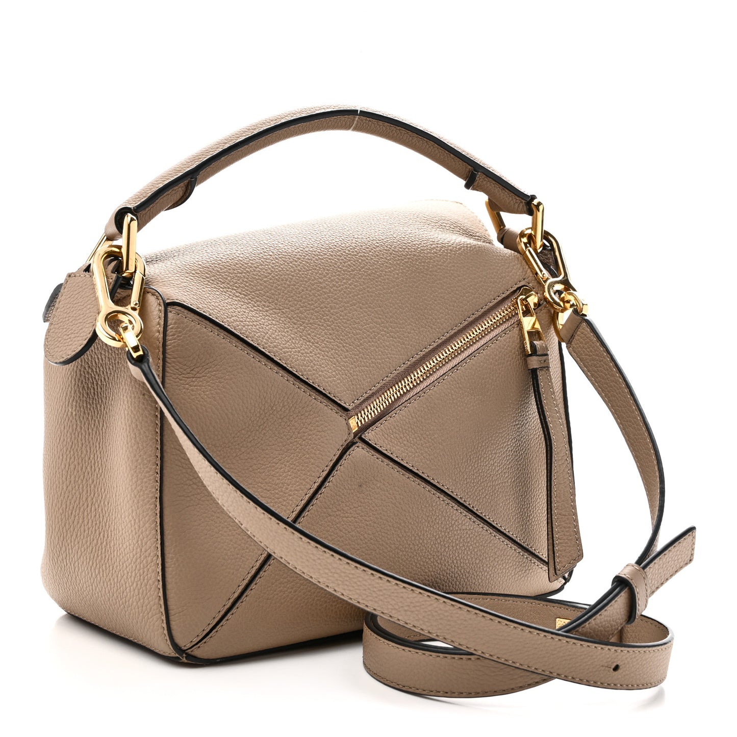 Grained Calfskin Small Puzzle Bag Sand