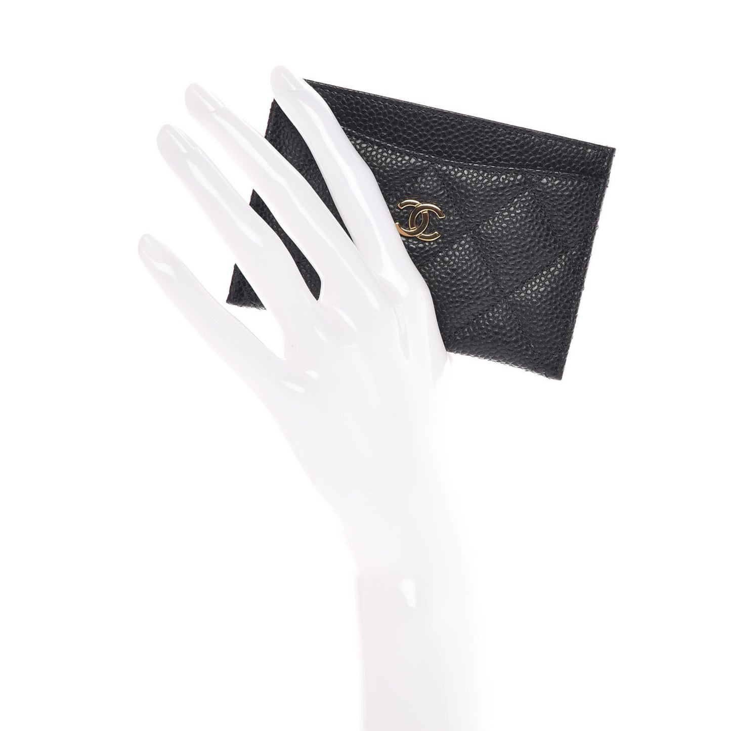 Caviar Quilted Card Holder Black