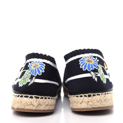 Fendi Knit Floral Embroidered Espadrille 39 Black Multicolor 7 of 9