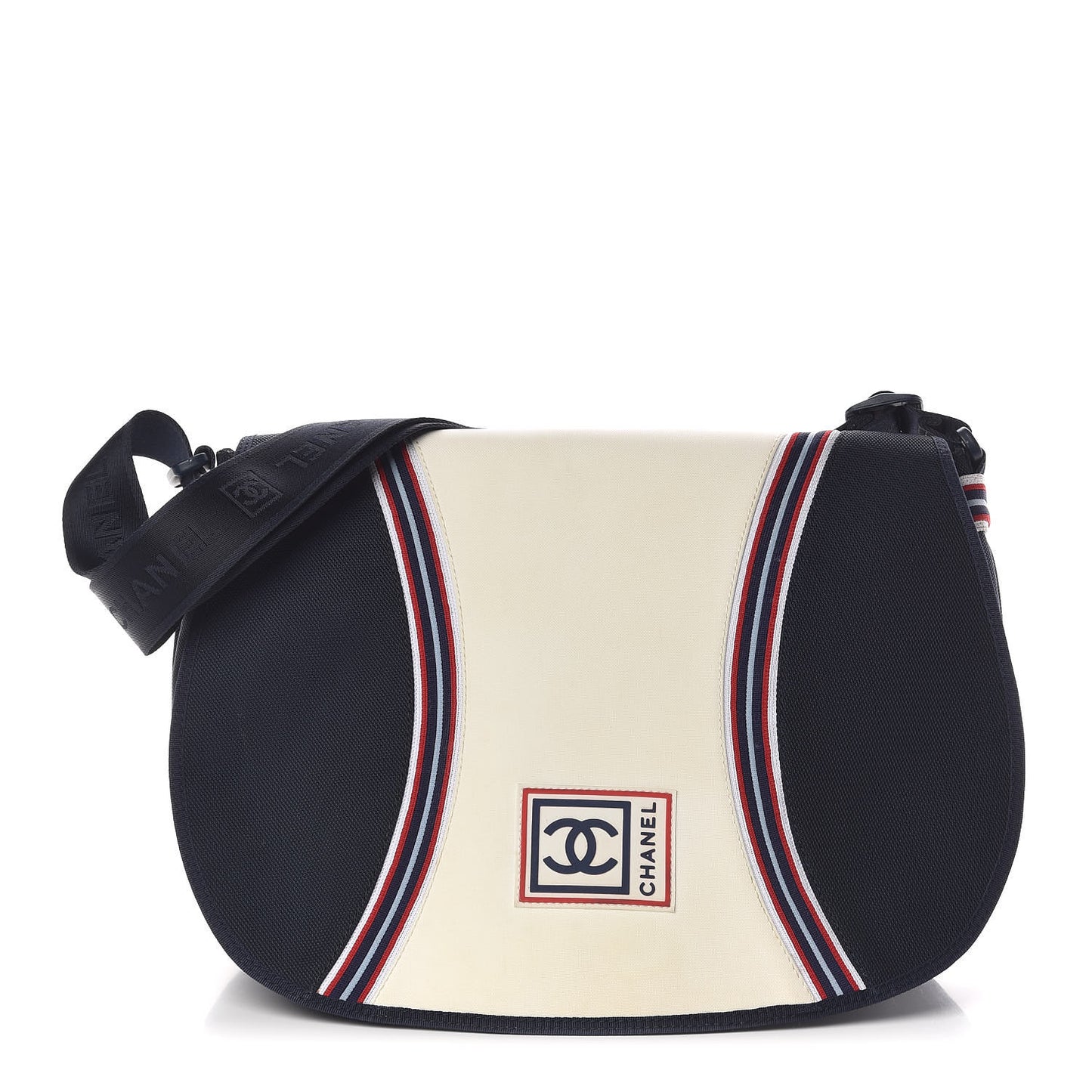 Canvas Nylon Expandable Sport Messenger Navy Off White