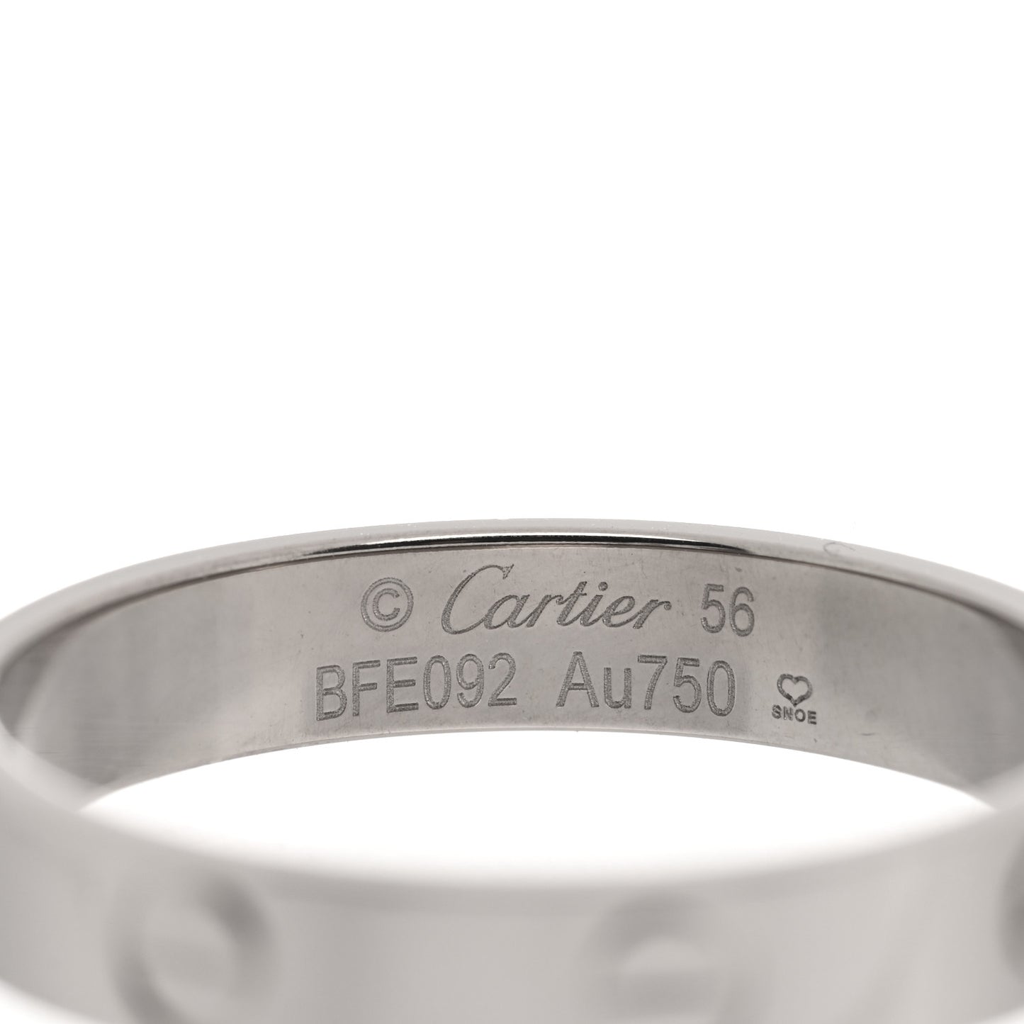 18K White Gold 3.5mm LOVE Wedding Band Ring 56 7.5