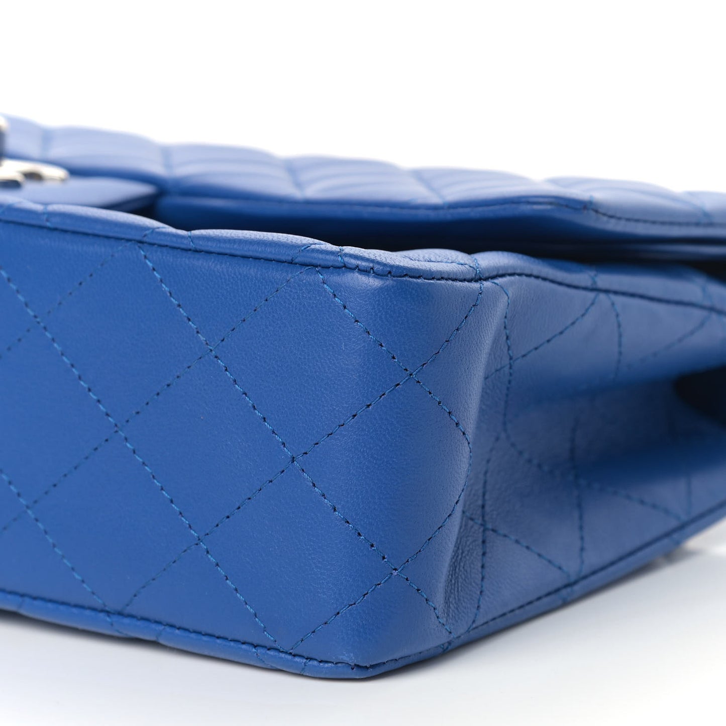 Lambskin Quilted Medium Double Flap Blue