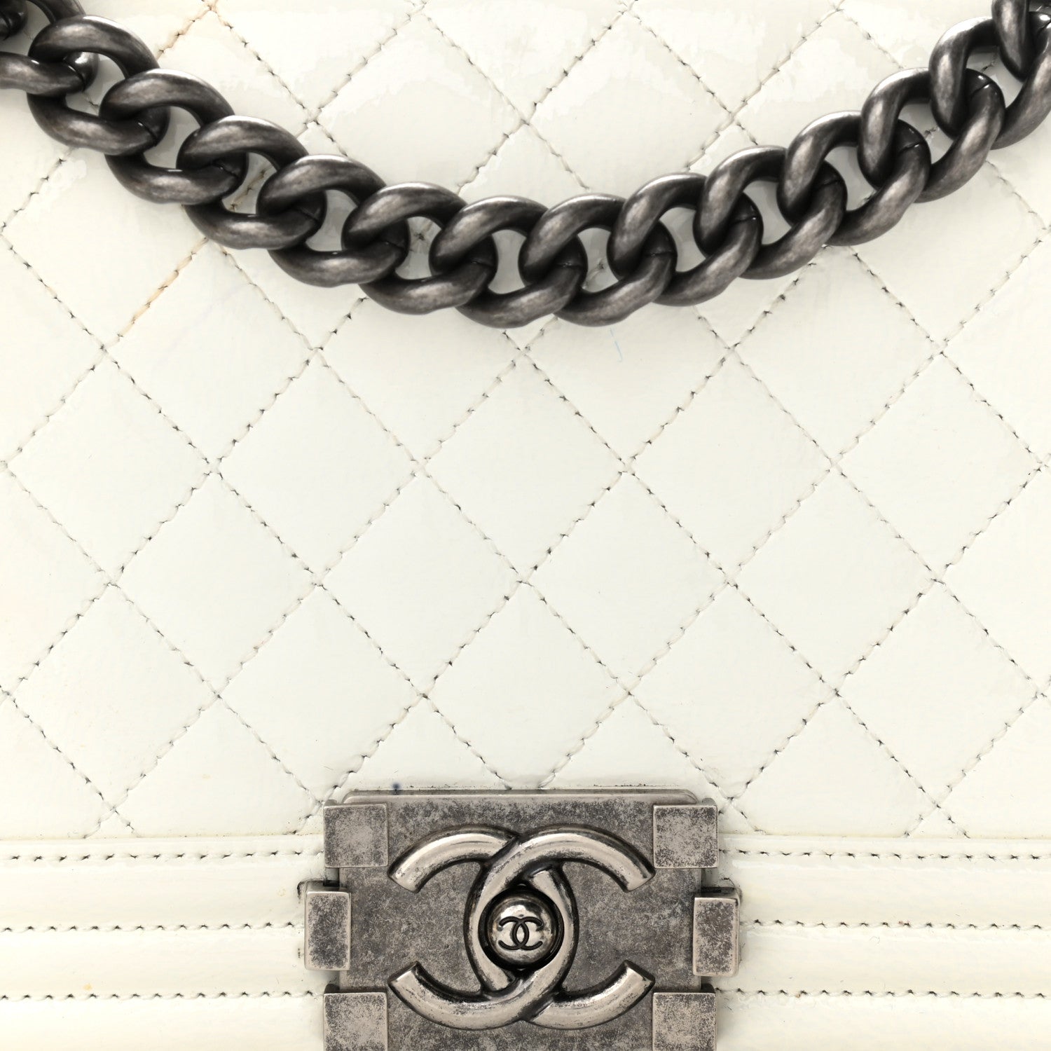 Chanel Patent Quilted Medium Boy Flap White 7 of 11