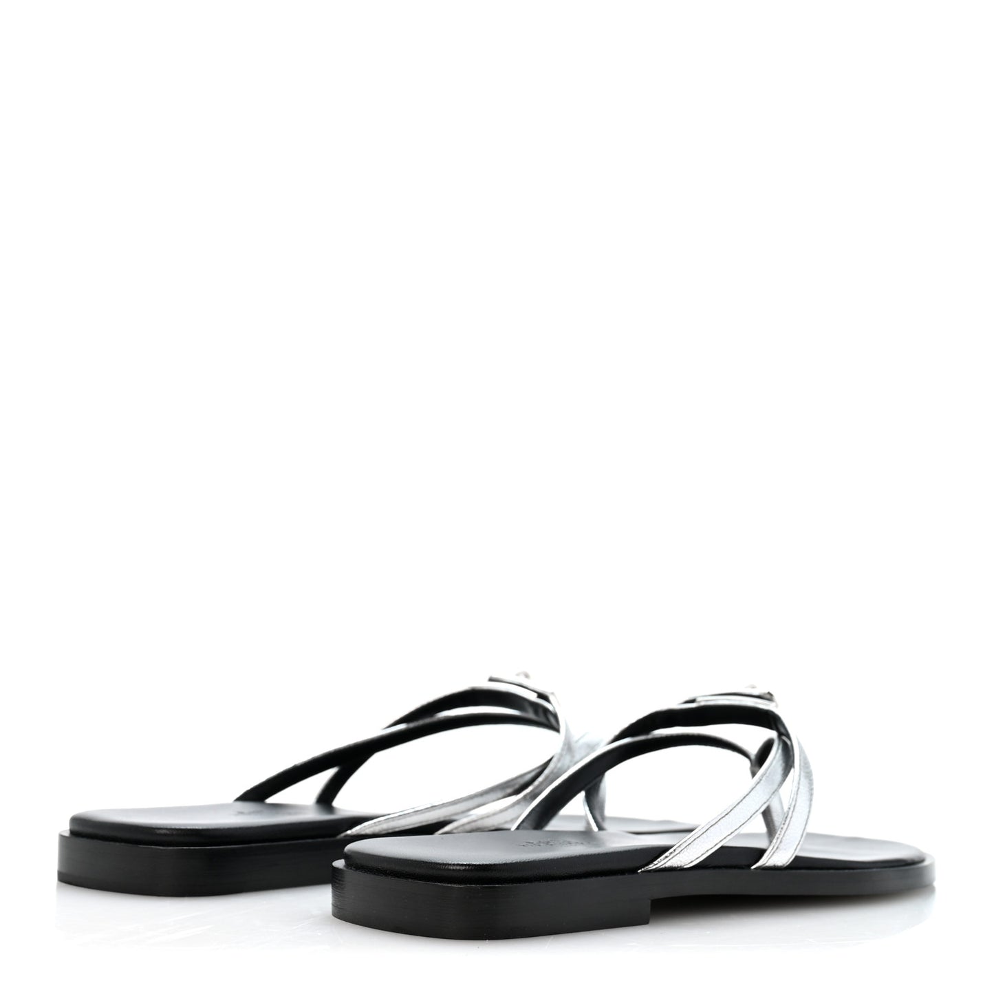 Metallic Goatskin Miss Sandals 36 Gris Argente