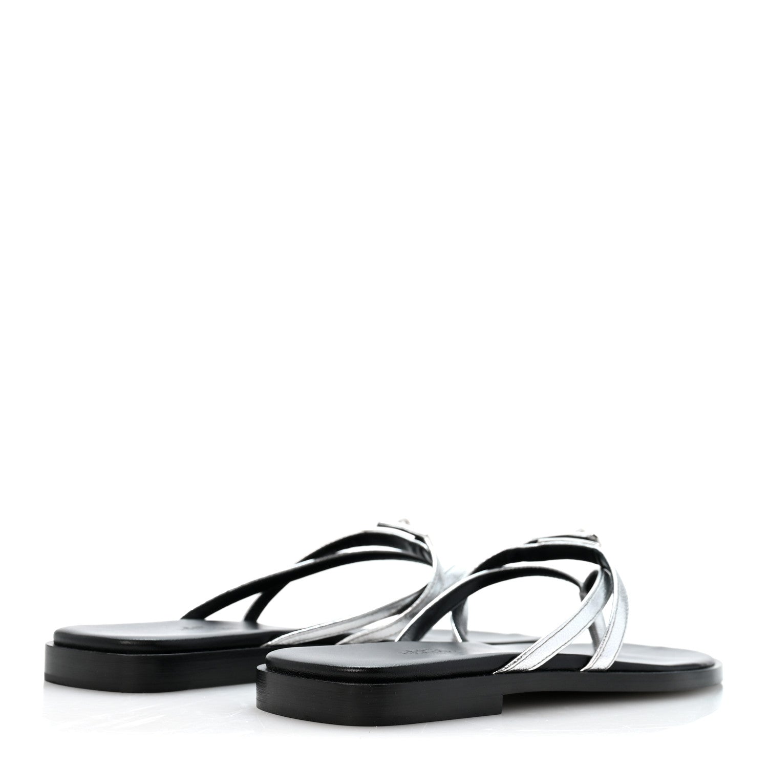 Hermes Metallic Goatskin Miss Sandals 36 Gris Argente 5 of 9