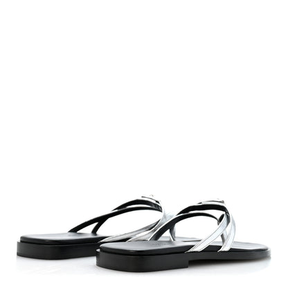 Hermes Metallic Goatskin Miss Sandals 36 Gris Argente 5 of 9
