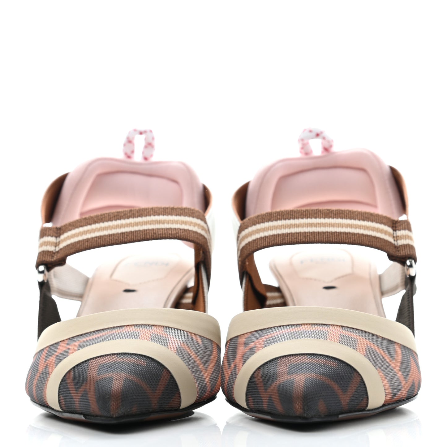Technical Mesh FF Colibri 55mm Slingback Pumps 36 Tobacco Moro Camelia Beige Caramello